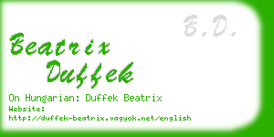 beatrix duffek business card